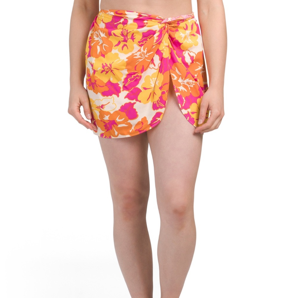 L SPACE Capri Skirt Cover-up Floral Sarong Wrap Womens